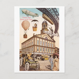 Cartão Postal Vintage Futurística View of Faneuil Hall, Boston