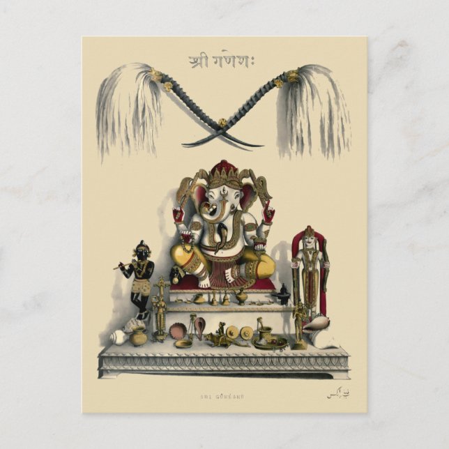 Cartão Postal Vintage Ganesh Ganesha Hindu India Elephant (Frente)