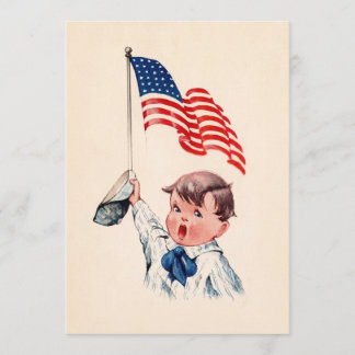 Cartão Postal Vintage Garoto Bandeira Americana 4