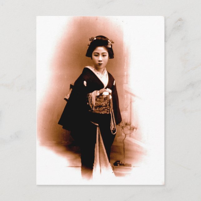 Cartão Postal Vintage Geisha de Kanegawa (Frente)