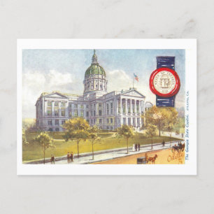 Cartão Postal Vintage Georgia Capitol com Seal