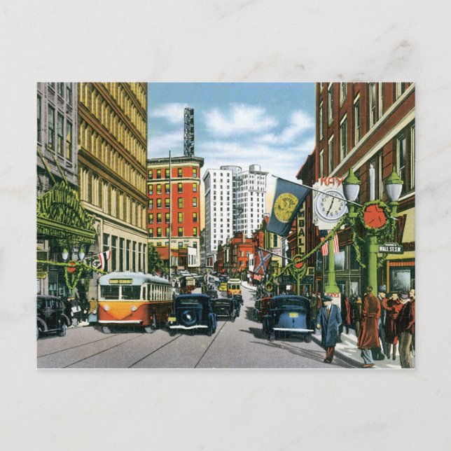 Cartão Postal Vintage Georgia Street Scene (Frente)