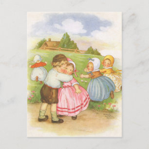 Cartão Postal Vintage Georgie Porgie Madre Goose Nursery Rhyme