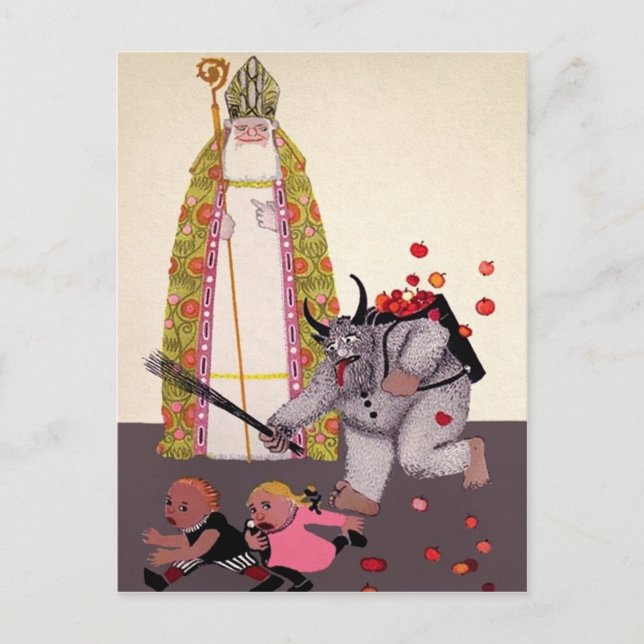 Cartão Postal Vintage German Krampus (Frente)