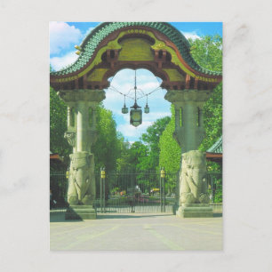 Cartão Postal Vintage Germany, Jardim Zoológico de Berlim, Entra