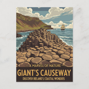 Cartão Postal Vintage Giants Causeway Norte Irlanda Viagem
