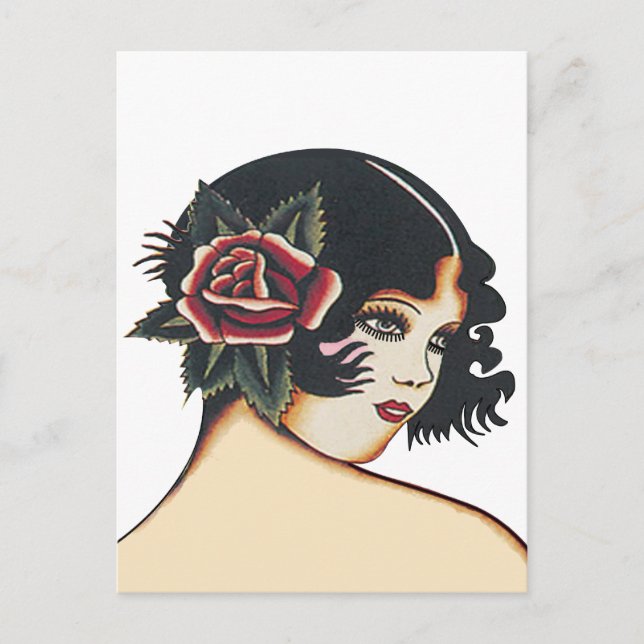 Cartão Postal Vintage Girly Girl (Frente)