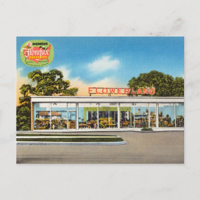 Cartão Postal Vintage Glass Greenhouse, Flor (Frente)