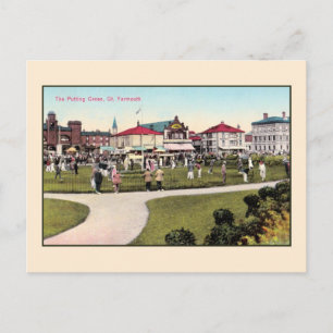 Cartão Postal Vintage golf, o Excelente verde Yarmouth