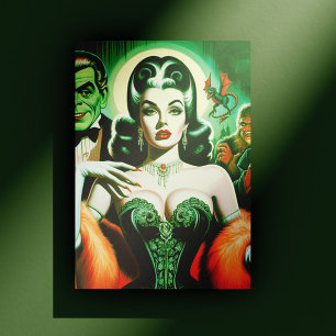 Cartão Postal Vintage Gótica Vampira Mulher