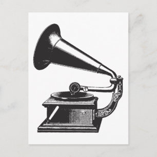 Cartão Postal Vintage Gramophone