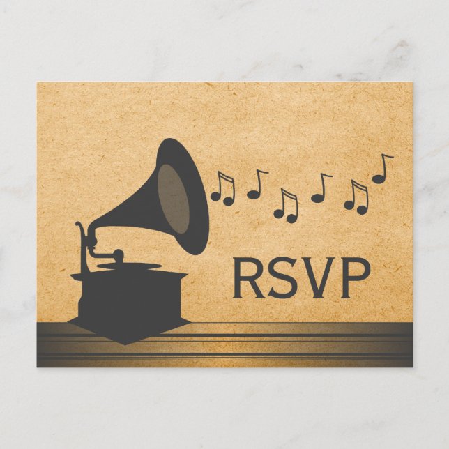 Cartão postal Vintage Gramophone RSVP (Frente)