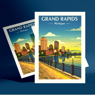 Cartão Postal Vintage Grand Rapids Michigan