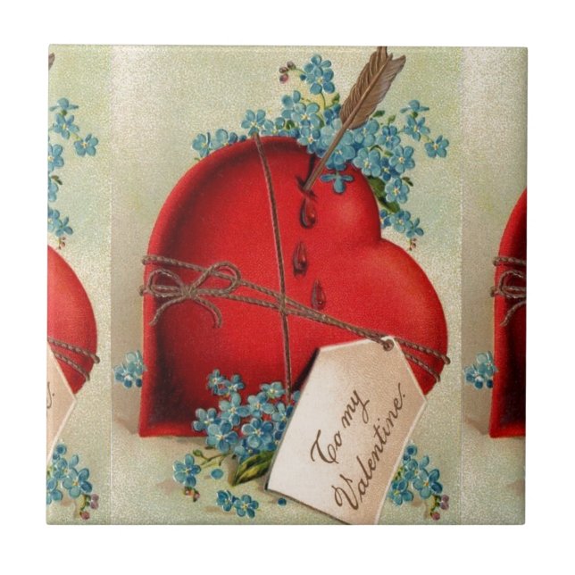 Cartão-postal Vintage Grande Namorados Vermelho He (Frente)