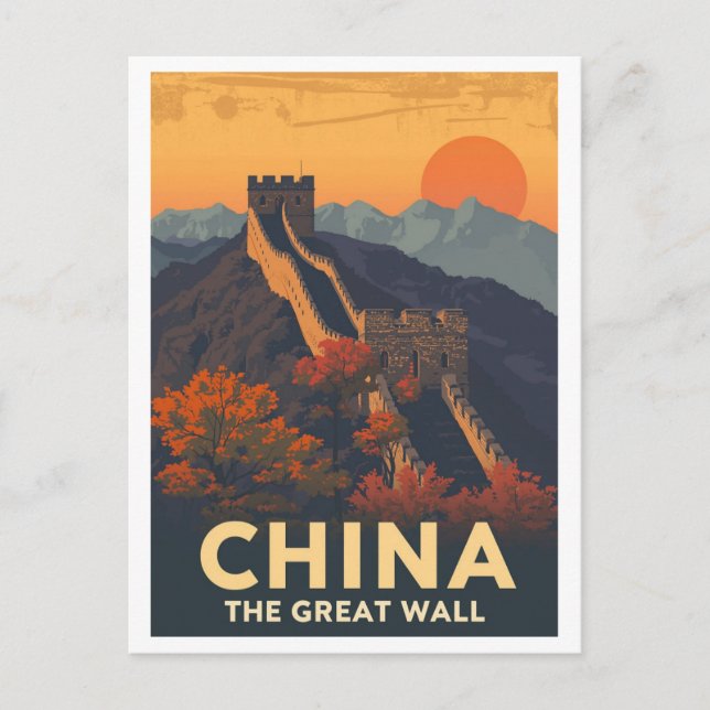 Cartão Postal Vintage Great Wall of China (Frente)