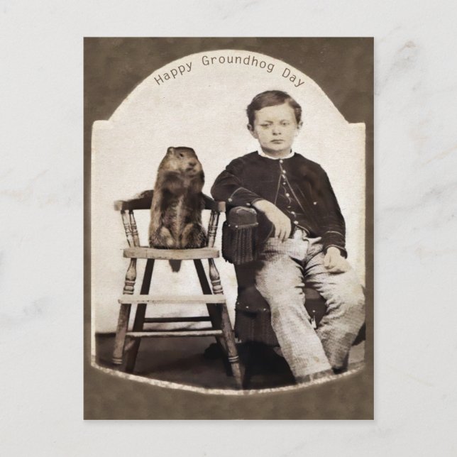 Cartão Postal Vintage Groundhog Day (Frente)