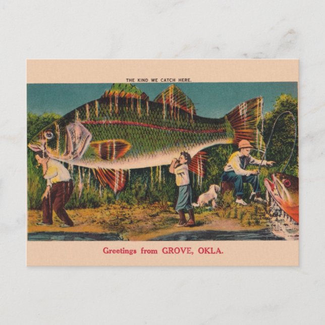 Cartão Postal Vintage Grove Oklahoma Posta Card (Frente)