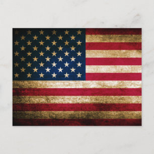 Cartão Postal Vintage Grunge American Flag