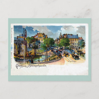 Cartão Postal Vintage Gruss aus Bremerhaven Geestebrücke litogra