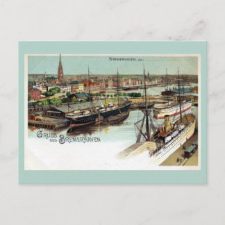 Cartão Postal Vintage Gruss aus Bremerhaven litho