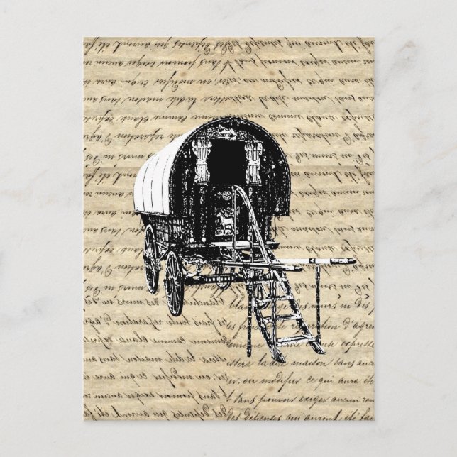 Cartão Postal Vintage Gypsy Wagon (Frente)