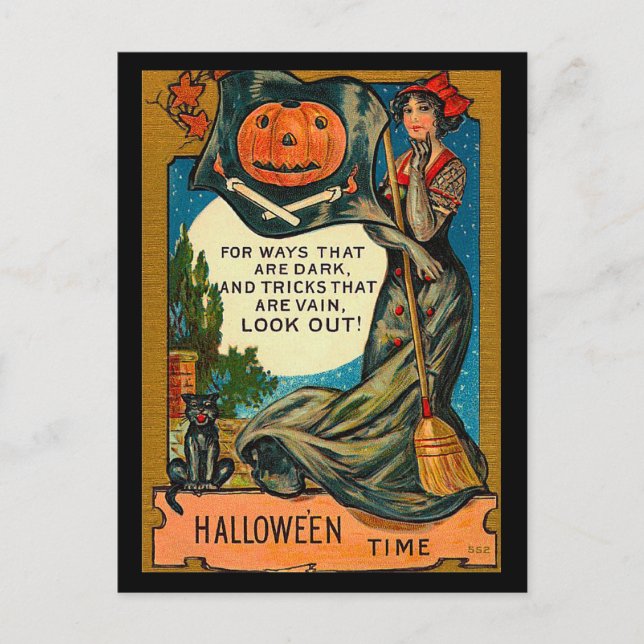 Cartão Postal Vintage Halloween (Frente)