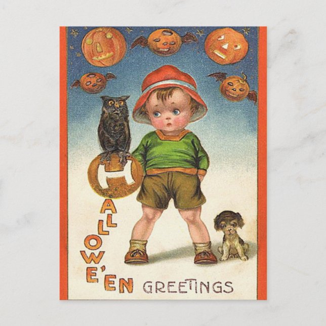 Cartão Postal Vintage Halloween (Frente)