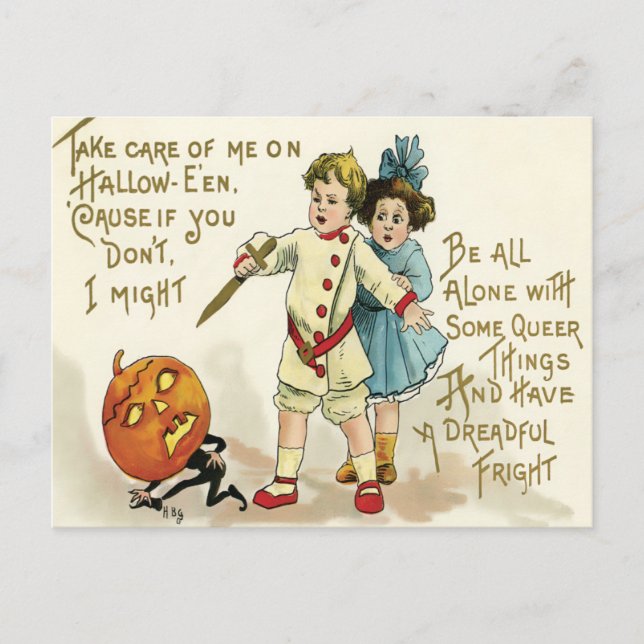 Cartão Postal Vintage Halloween (Frente)