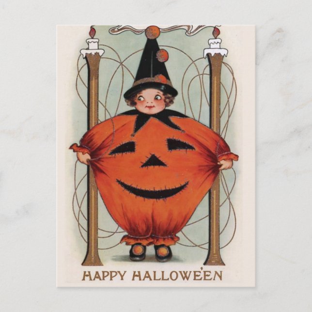 Cartão Postal Vintage Halloween (Frente)