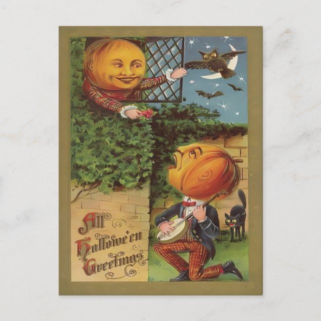 Cartão Postal Vintage Halloween (Frente)