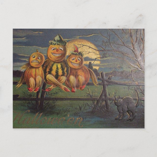 Cartão Postal Vintage Halloween - (Frente)