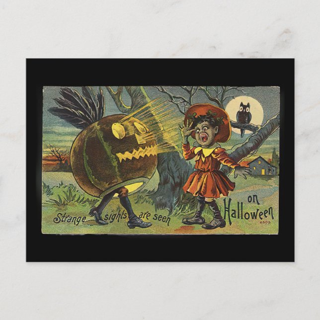Cartão Postal Vintage Halloween - African American Girl (1910) (Frente)