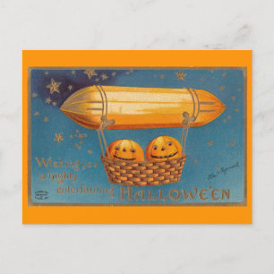 Cartão Postal Vintage Halloween Airship/Cartão postal Zeppelin