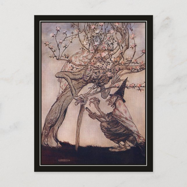 Cartão Postal Vintage Halloween Arthur Rackham Witch (Frente)