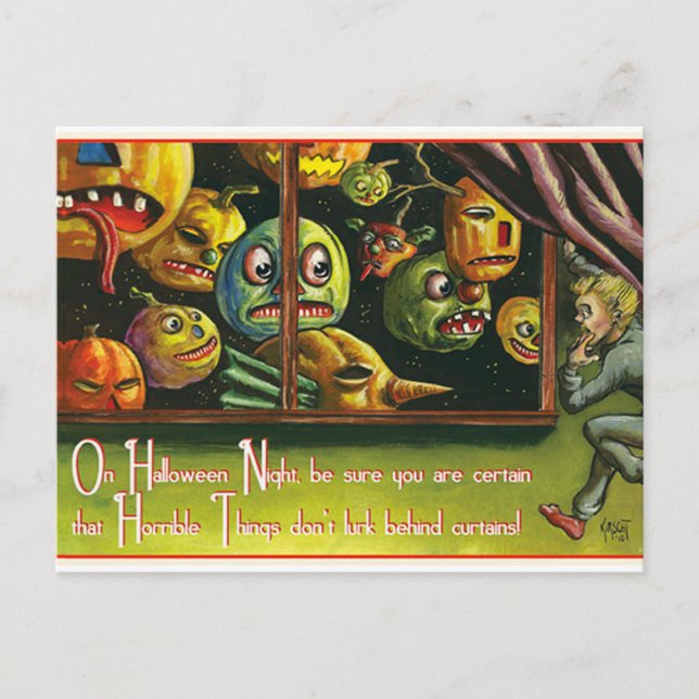 Cartão postal Vintage Halloween assustador (Frente)