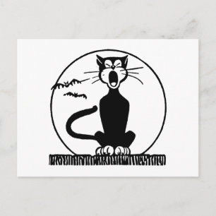 Cartão Postal Vintage Halloween Cat
