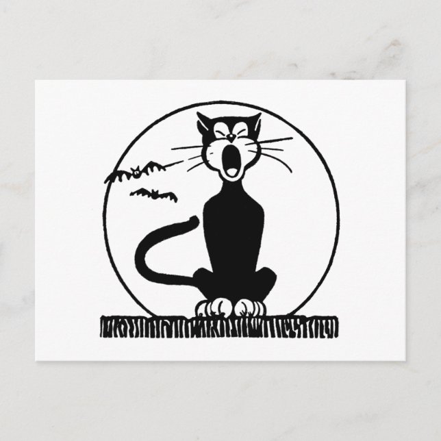 Cartão Postal Vintage Halloween Cat (Frente)