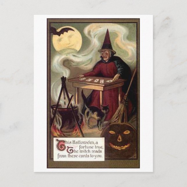Cartão Postal Vintage Halloween Fortune Teller (Frente)
