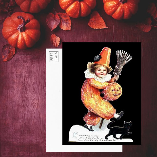 Cartão Postal Vintage Halloween Fumota Fumante (Vintage Halloween Sparkling Costume Party Postcard)