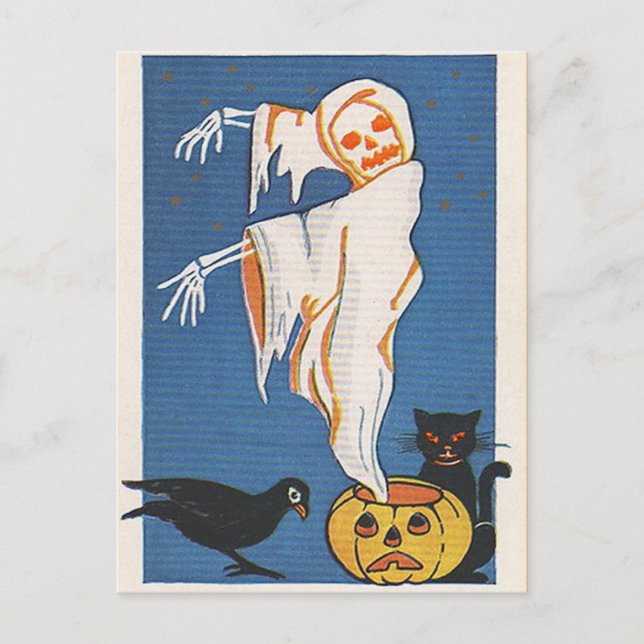 Cartão Postal Vintage Halloween Ghost (Frente)