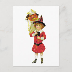 Cartão Postal Vintage Halloween Girl