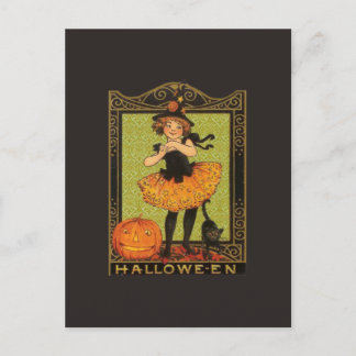Cartão Postal Vintage Halloween Girl