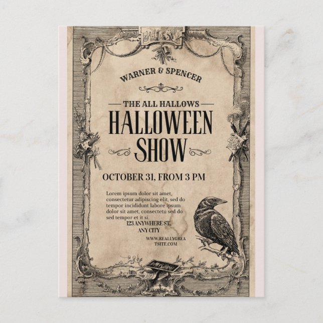 Cartão Postal Vintage Halloween Invitation🎃🏴‍☠️ (Frente)