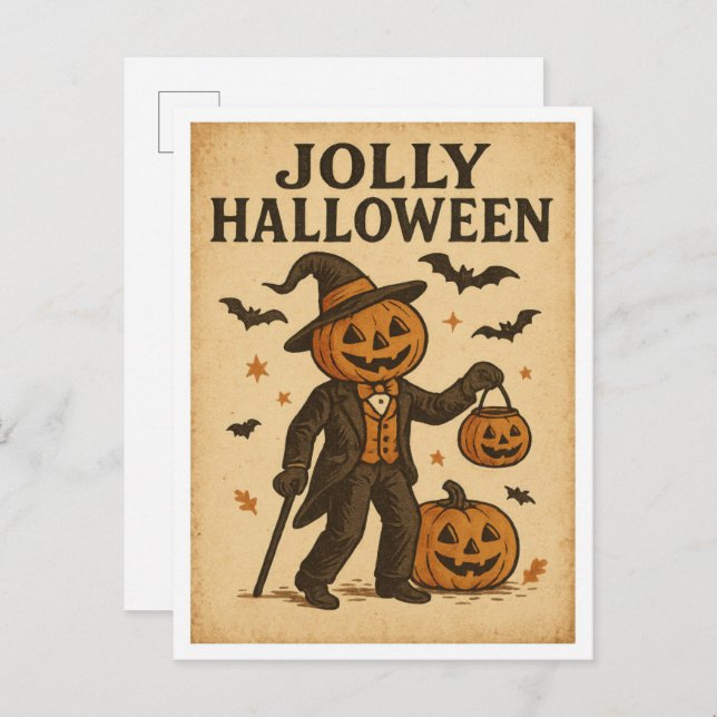 Cartão Postal Vintage Halloween Jolly Halloween (Frente/Verso)