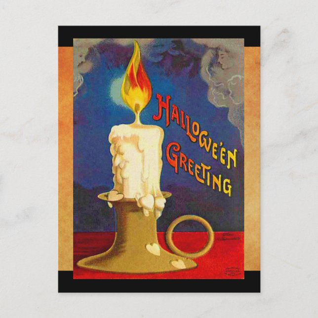 Cartão Postal Vintage Halloween Magic Candle (Frente)