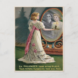Cartão postal Vintage Halloween Mirror
