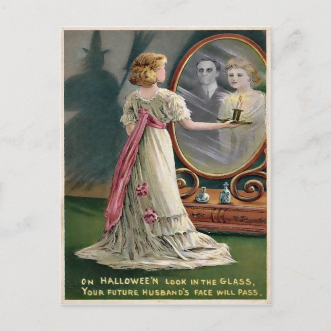 Cartão postal Vintage Halloween Mirror (Frente)