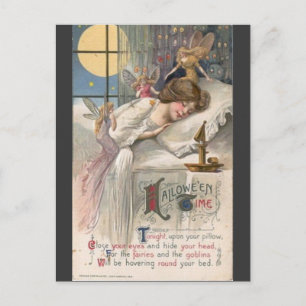Cartão Postal vintage-halloween-mulher-fadas-cartão postal