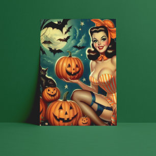 Cartão Postal Vintage Halloween Pin Up