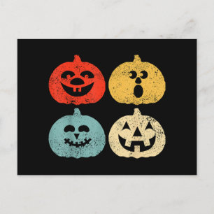 Cartão Postal Vintage Halloween Pumpkin Funny Retro Gift